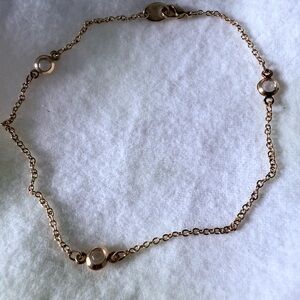 Gold Ankle Bracelet with Clear Accents